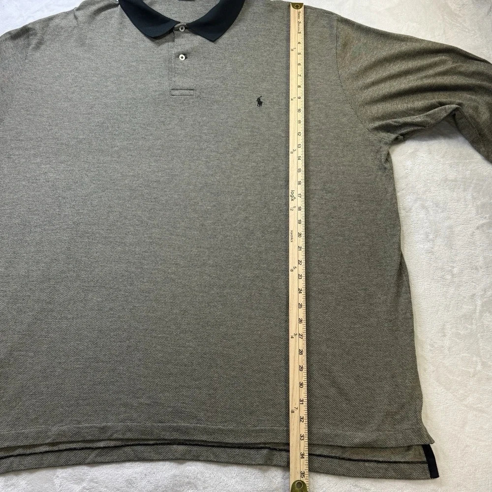 Polo Ralph Lauren Pima Cotton Long Sleeve Polo Shirt 3XLT Black Beige